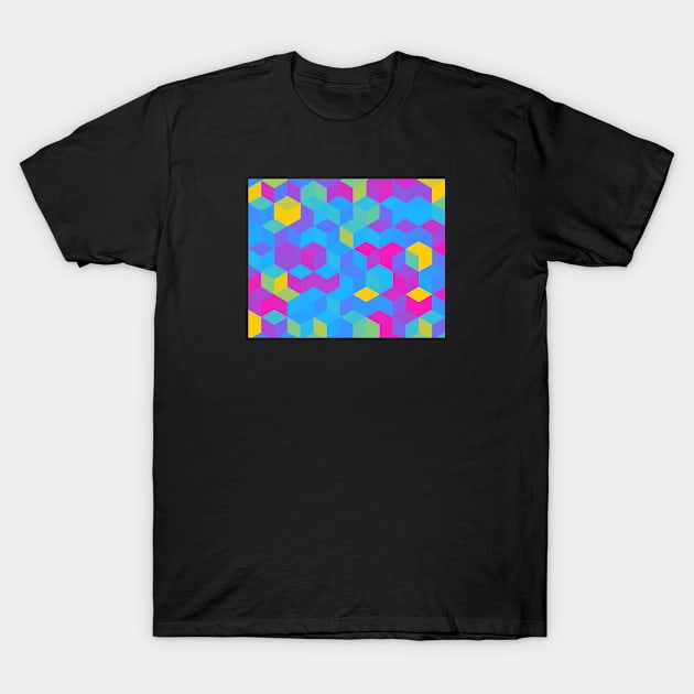 Pan Pride Multicolored Cubes Pattern T-Shirt by VernenInk